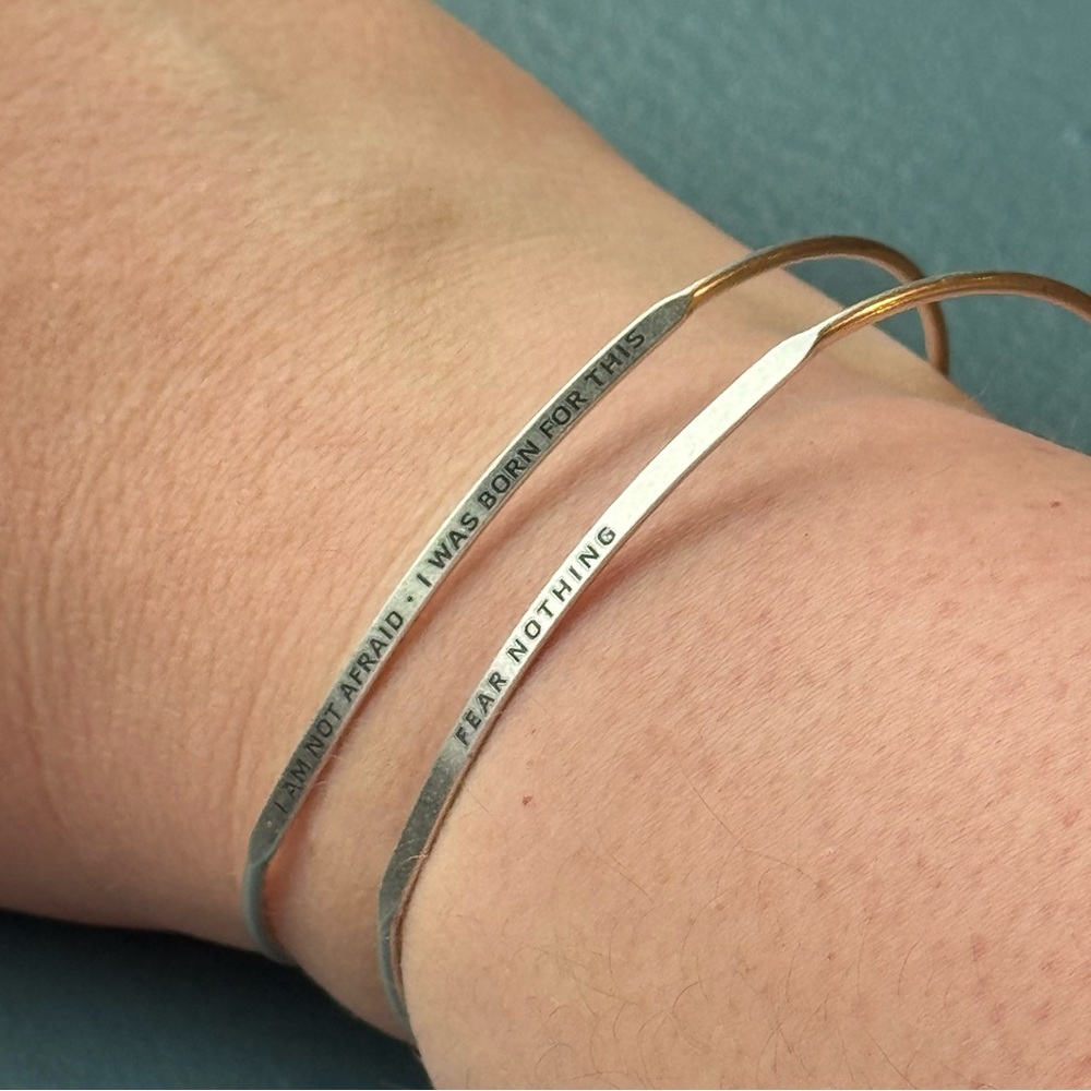 Inspirational Silver Bangle Bracelet Set
